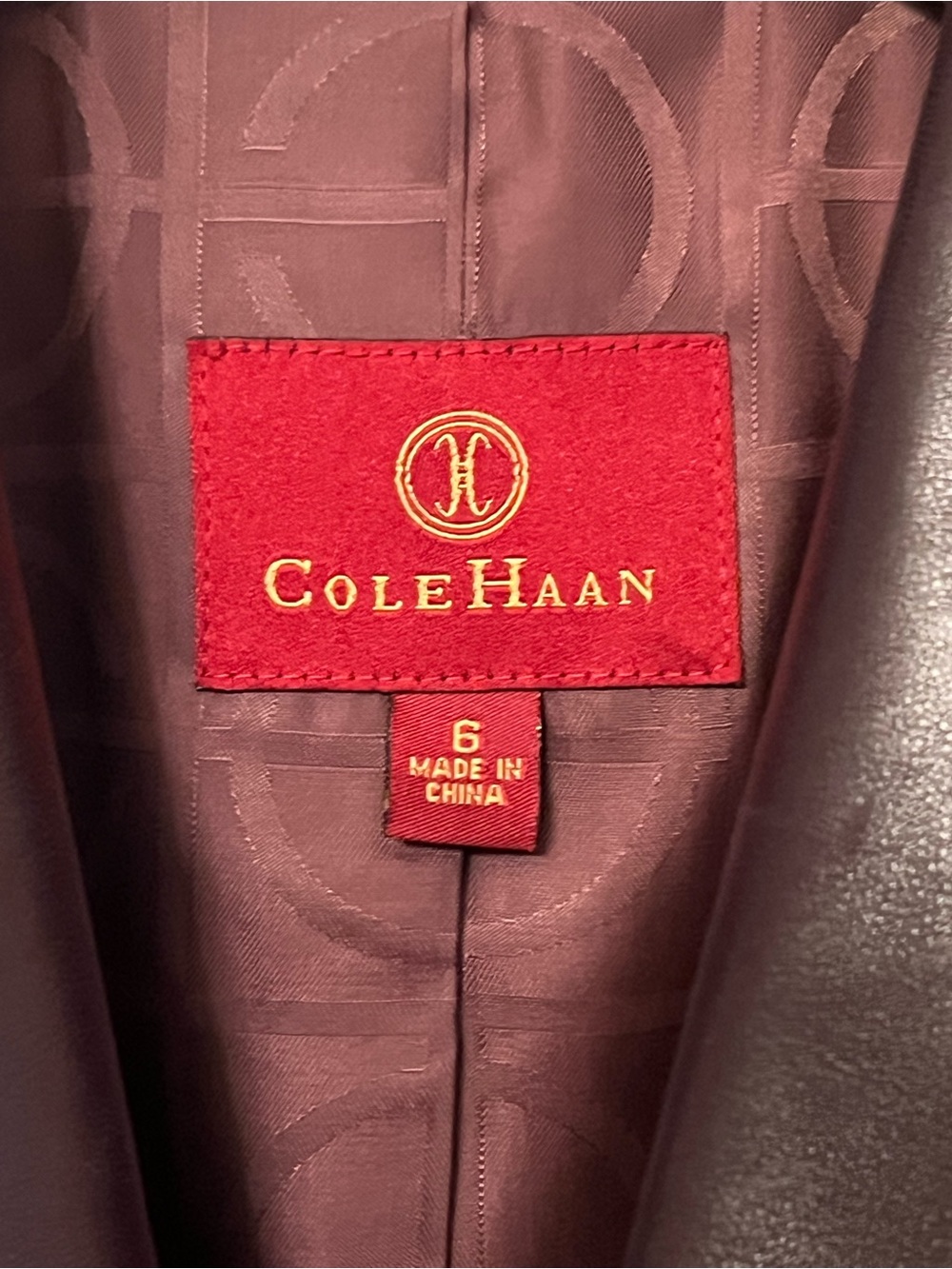 Cole Haan Burgundy Aubergine Soft Lambskin Leather Zip Jacket Contrast Stitch. - Picture 3 of 5